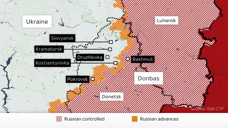 A map showing the part of the Donetsk Russia wants Ukraine to concede