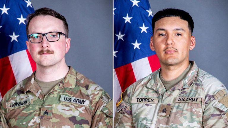 Sargento William Nathaniel Howard, à esquerda, e Edgar Brian Torres-Tovar, à direita. Foto: Guarda Nacional de Iowa via AP