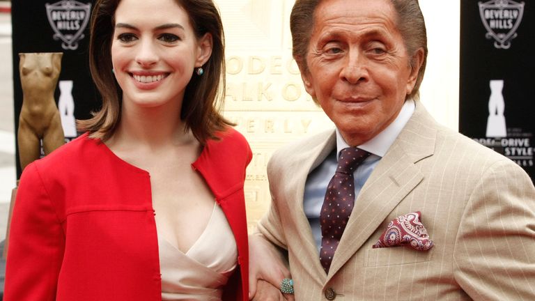 Valentino with Anne Hathaway. Pic: AP
