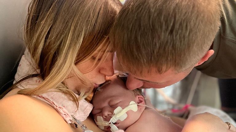 Victoria and Thomas Gillibrand and their baby Pippa.
Pic: Victoria and Thomas Gillibrand/PA