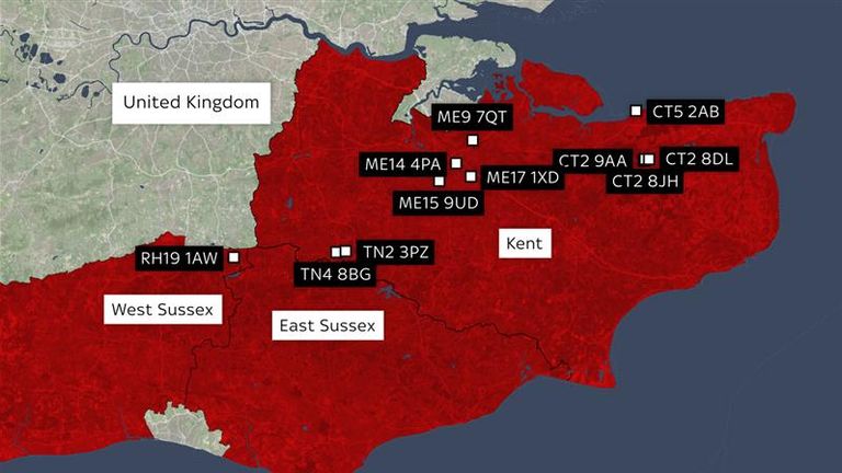 All the postcodes that are experiencing water shortages and outages