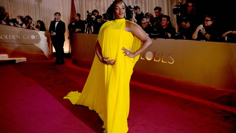 A blooming Wunmi Mosaku on the Golden Globes red carpet. Pic: AP