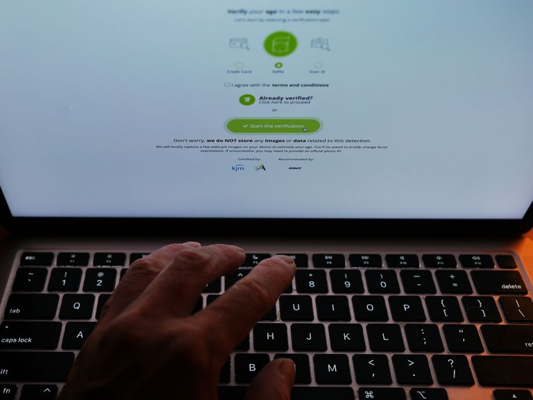 Yetişkinlere yönelik bir web sitesindeki yaş doğrulama bildirimi. Resim: PA