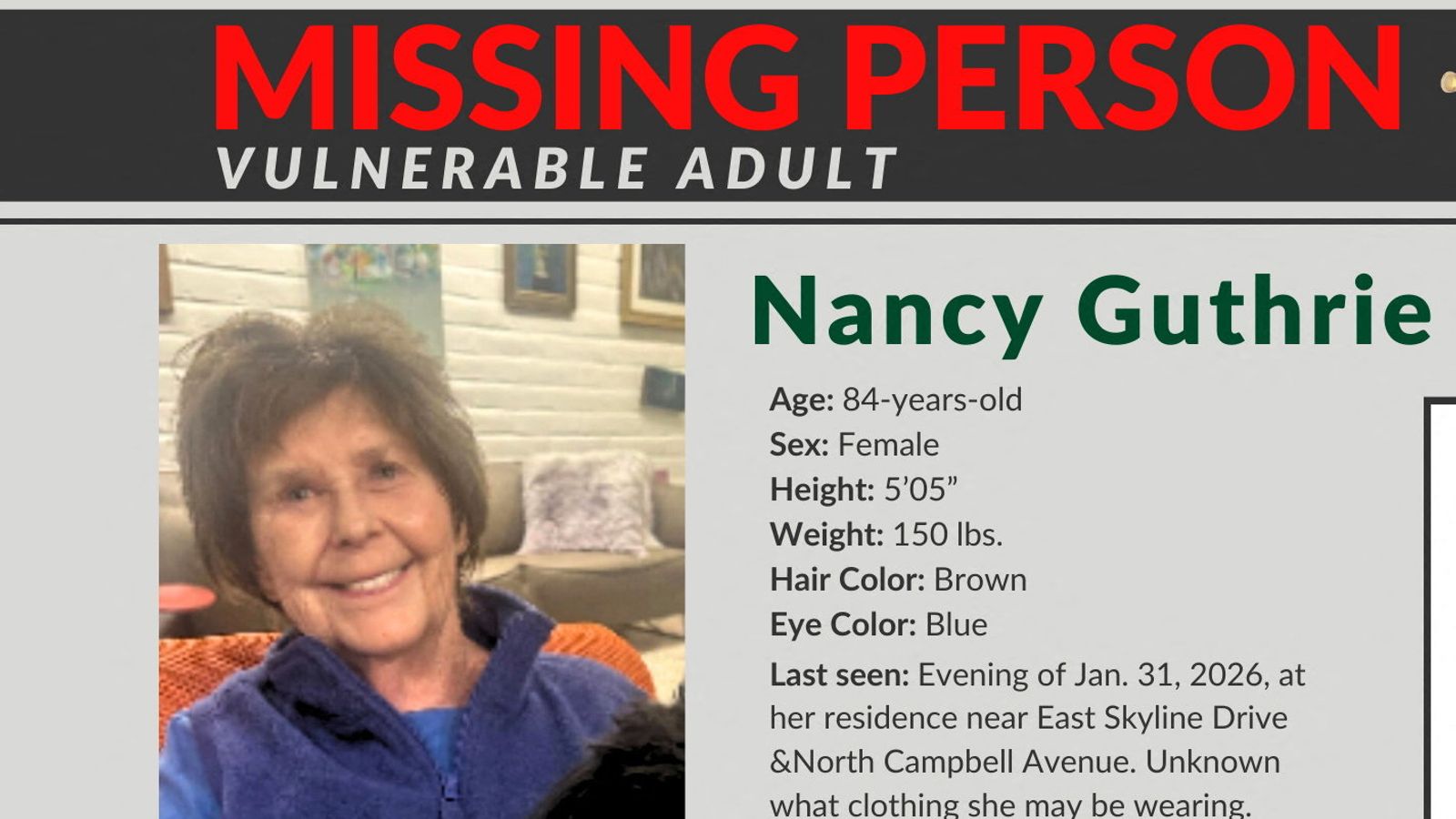 Nancy Guthrie: What we know about mysterious disappearance of TV host's mother