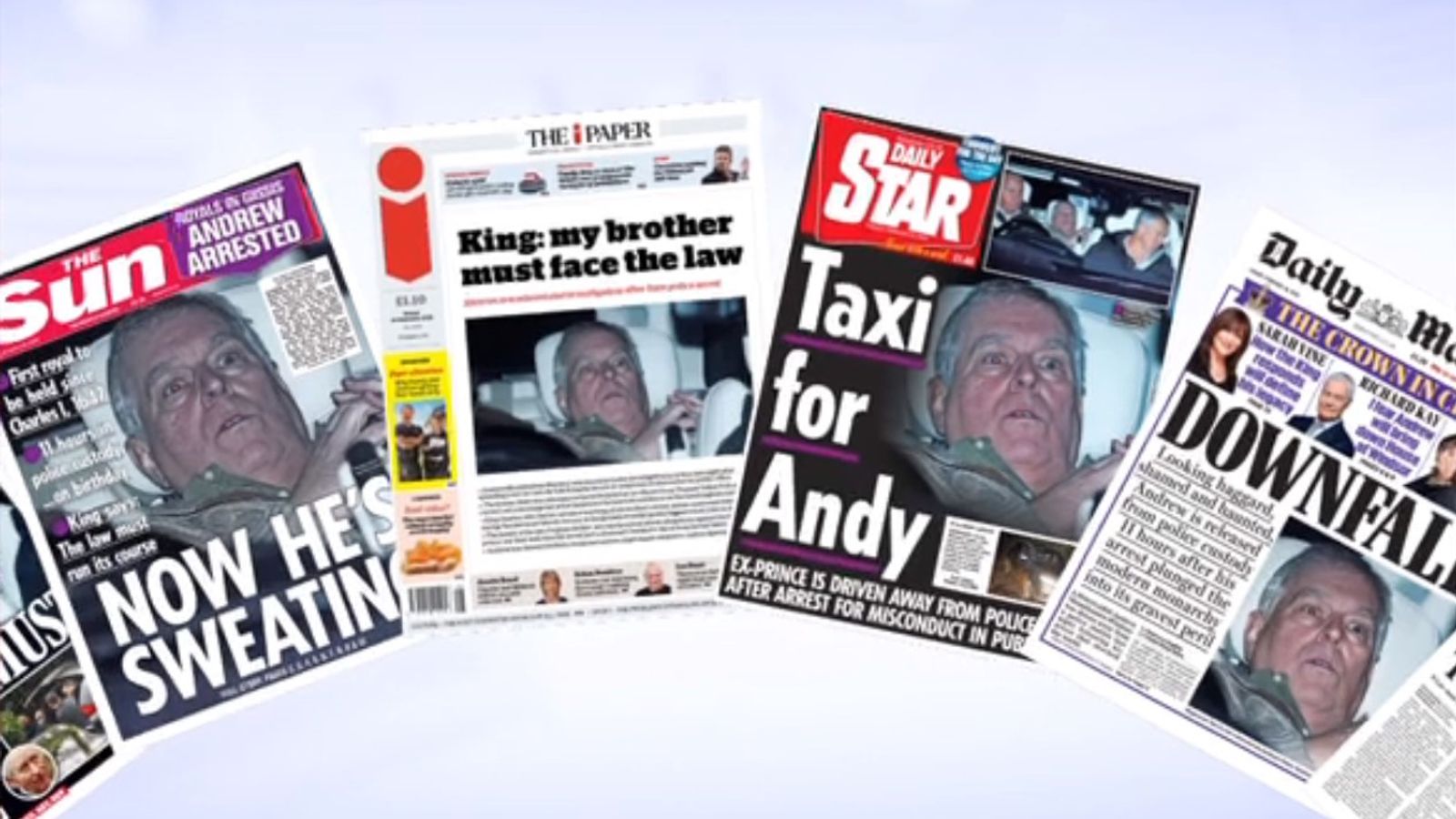 How Friday's front pages have covered Andrew's arrest