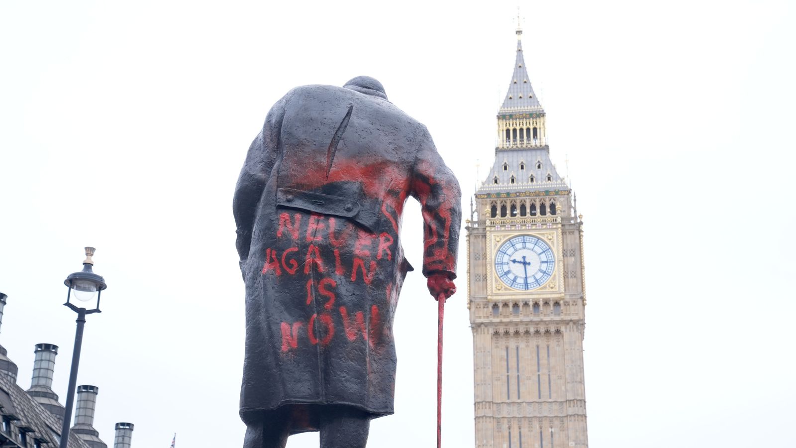 Man denies criminal damage after Churchill statue in Westminster sprayed with graffiti