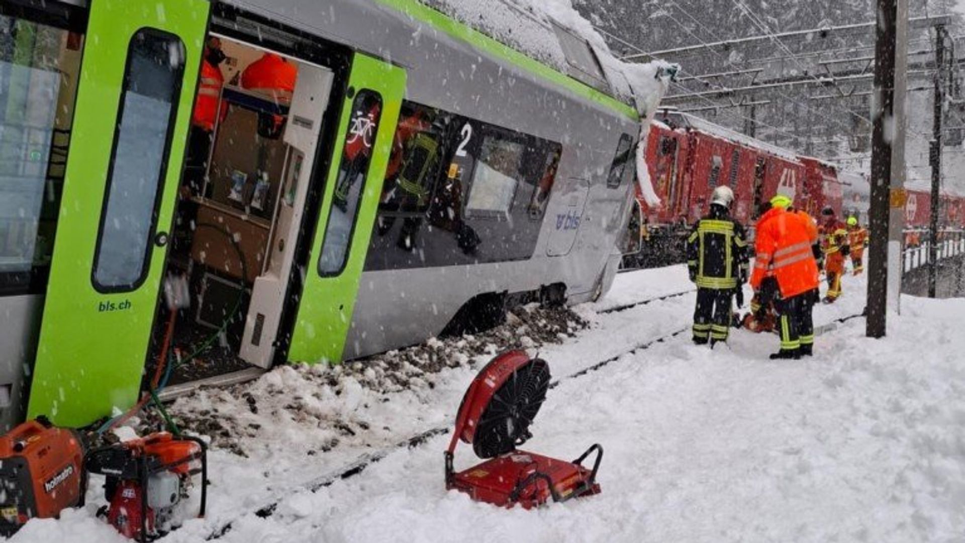 Train derails in Switzerland after suspected avalanche