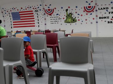 A recreational area at the South Texas Family Residential Center in Dilley, Texas in 2019. Photo: AP