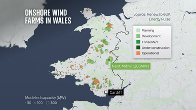 Nain Methil will be one of over 200 existing and planned onshore wind farms in Wales, should all of the wind farms in the pipeline go ahead