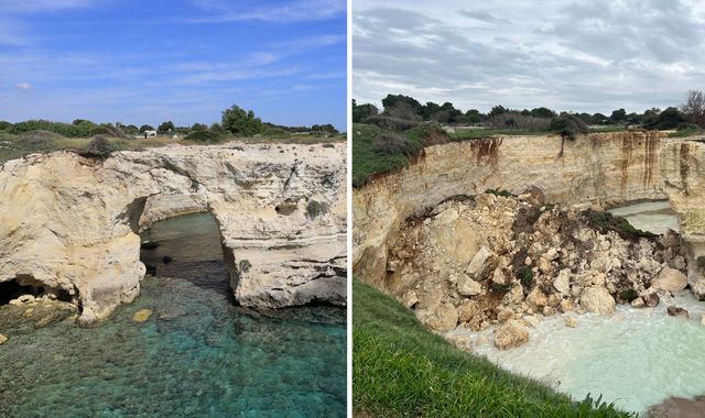 Italy's 'Lovers' Arch' collapses into the sea on Valentine's Day
