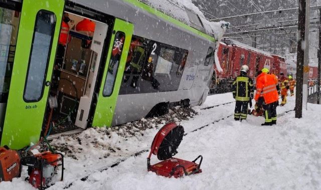Train derails in Switzerland after suspected avalanche