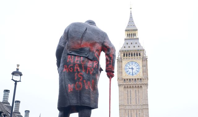 Man denies criminal damage after Winston Churchill statue outside parliament sprayed with graffiti