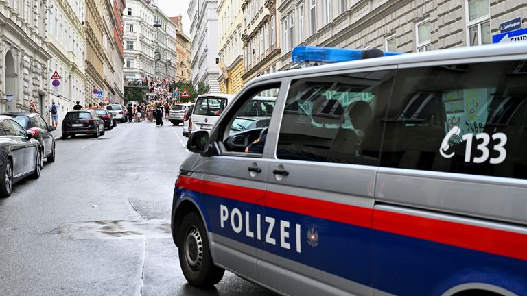 Police on patrol in Vienna after the concerts were cancelled. Pic: Reuters