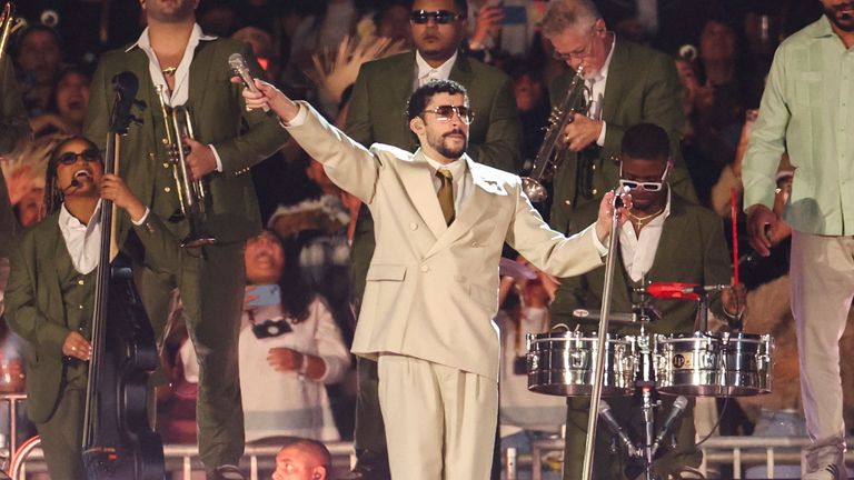Puerto Rican singer Bad Bunny performs during a concert of his "DeBi TiRAR MaS FOToS World Tour" in Mexico City, Mexico, December 10, 2025. 