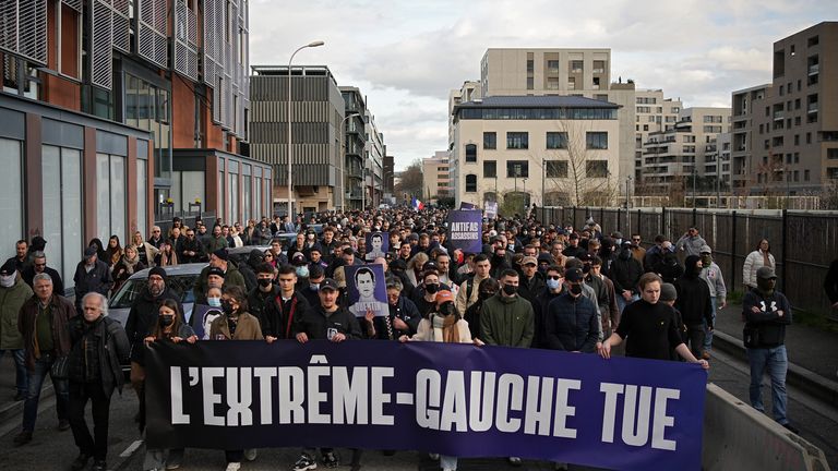 Thousands march in Lyon after killing of far-right activist Quentin Deranque