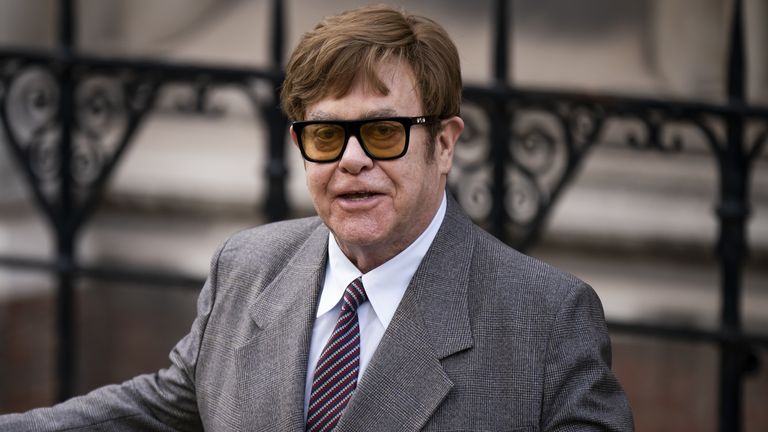 Sir Elton John leaves the Royal Courts of Justice in 2023 after an earlier hearing in the case. File pic: PA