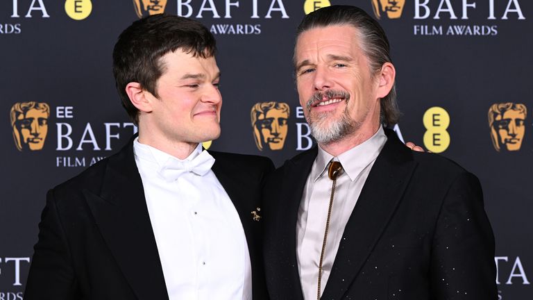 Aramayo and Ethan Hawke after the ceremony. Pic: BAFTA