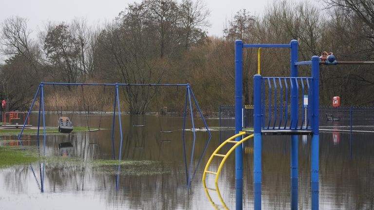 Flooding in Fordingbridge, Hampshire, after heavy rainfall. Pic: PA