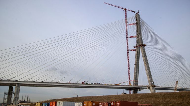 A view of the bridge from Windsor, Ontario in February last year. Pic: Reuters