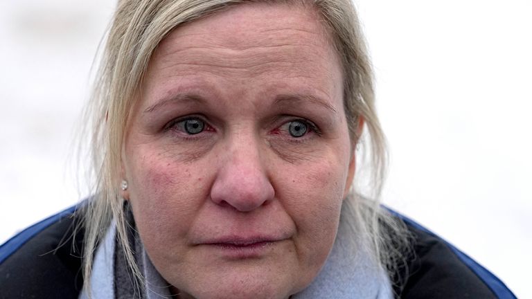 International Olympic Committee President Kirsty Coventry visibly upset after speaking to Heraskevych. Pic: AP