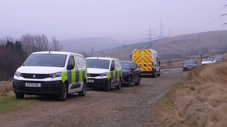 The scene of the light aircraft crash near Littleborough.