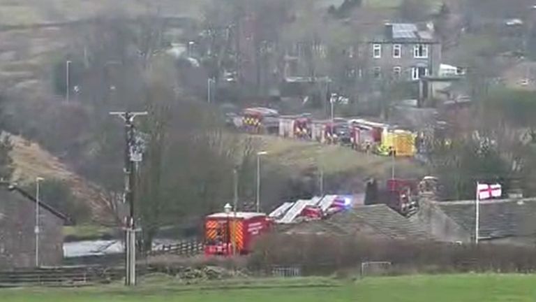 Emergency services respond to the incident in Littleborough. Pic: Daniel Sloan 