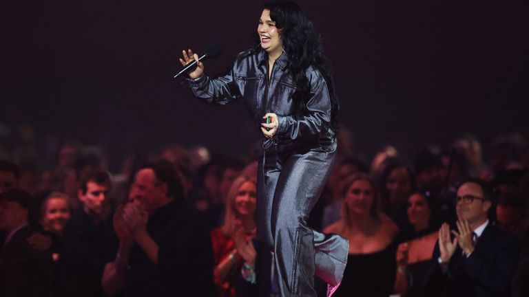 Lola Young accepting breakthrough artist. Pic: Reuters