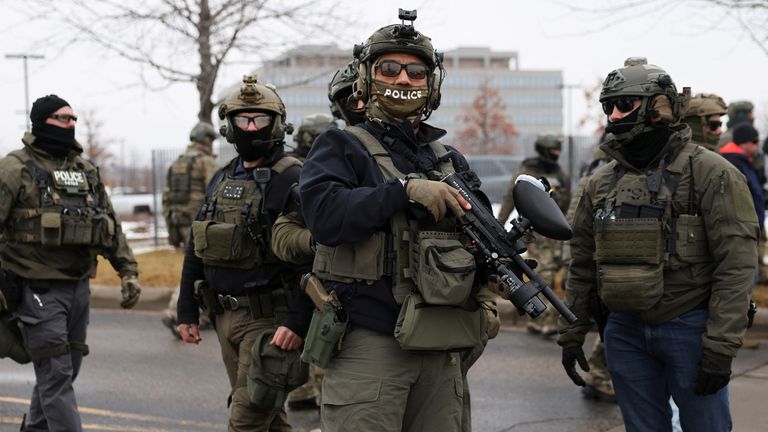 Homeland security officers on patrol in Minneapolis. Pic: Reuters