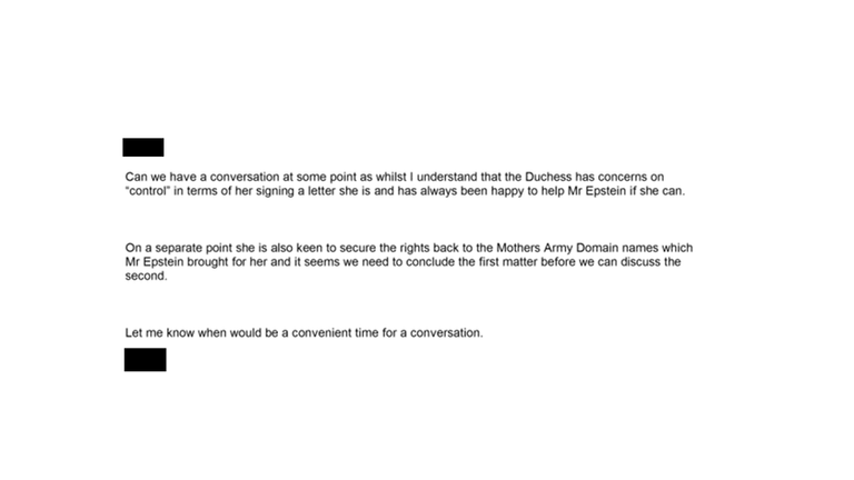 A representative mentions Ferguson is keen to obtain the rights to the Mothers Army domain names.