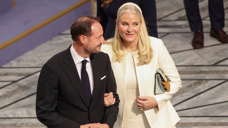 Norway's Crown Prince Haakon and Crown Princess Mette-Marit attend the Nobel Peace Prize ceremony on 10 December 2025. Pic: Reuters