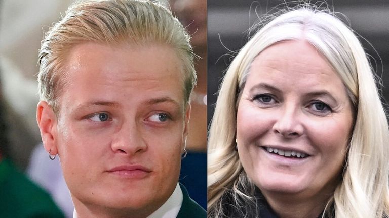 Norway's Crown Princess Mette-Marit and her son Marius Borg Hoiby