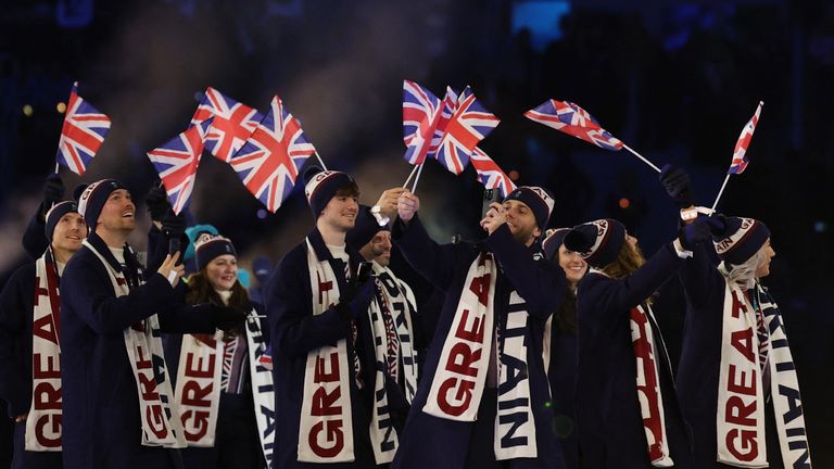 Team GB  are welcomed by fans. Pic: Reuters