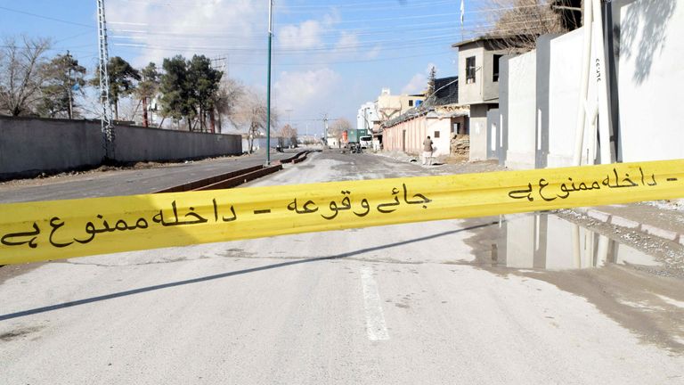 A road cordoned off after attacks in Quetta. Pic: Reuters