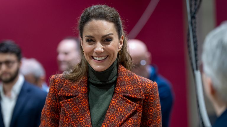 The Princess of Wales during a visit to jeans manufacturer, Hiut Denim, in Cardigan on Tuesday. Pic: PA 