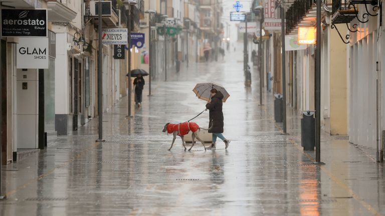 Streets were drenched in Ronda, Spain. Pic: Reuters