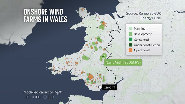 Nant Mithil would be one of more than 200 existing and planned onshore wind farms in Wales, should all those in the pipeline go ahead