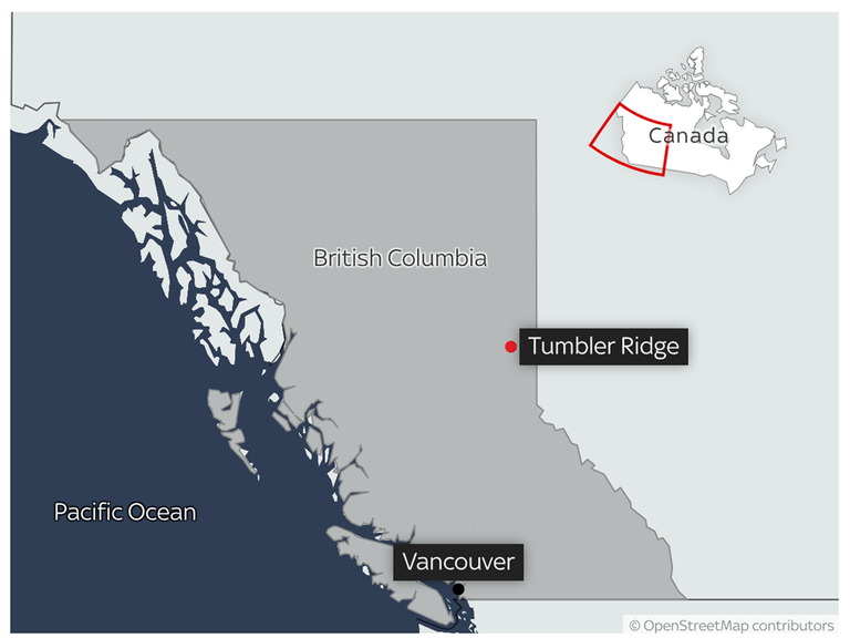 Map showing Tumbler Ridge