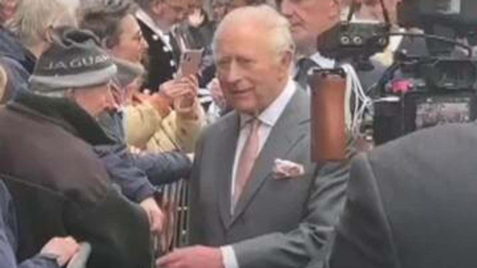 King heckled over allegations relating to Andrew Mountbatten-Windsor