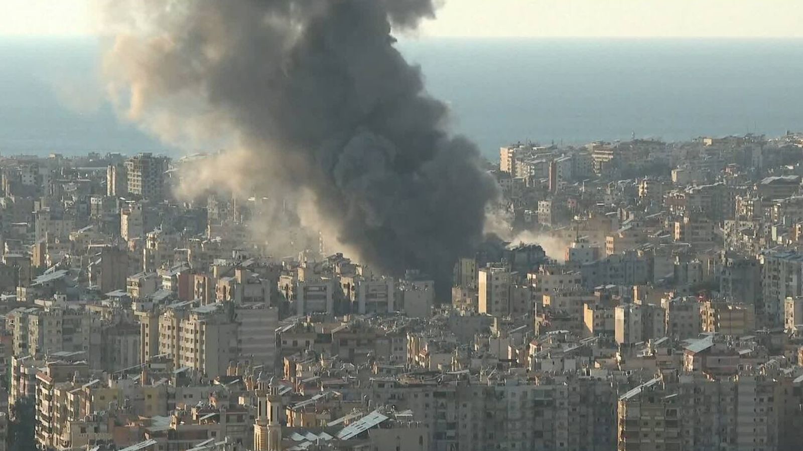 Beirut strikes leave huge plume of smoke | News UK Video News | Sky News