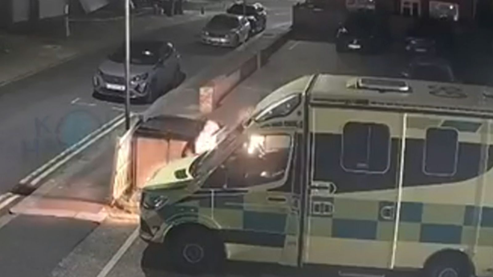 Three suspects seen setting ambulance on fire in 'antisemitic attack'