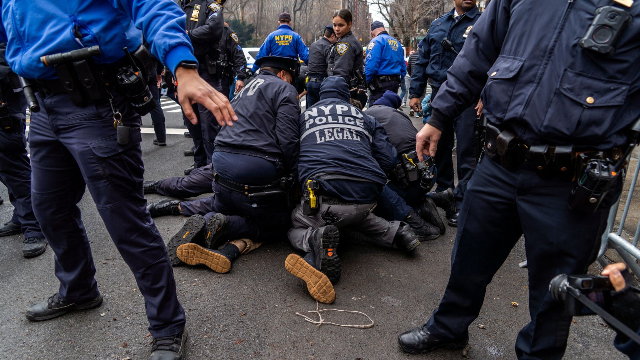 New York Police investigate homemade bombs thrown at protest outside ...