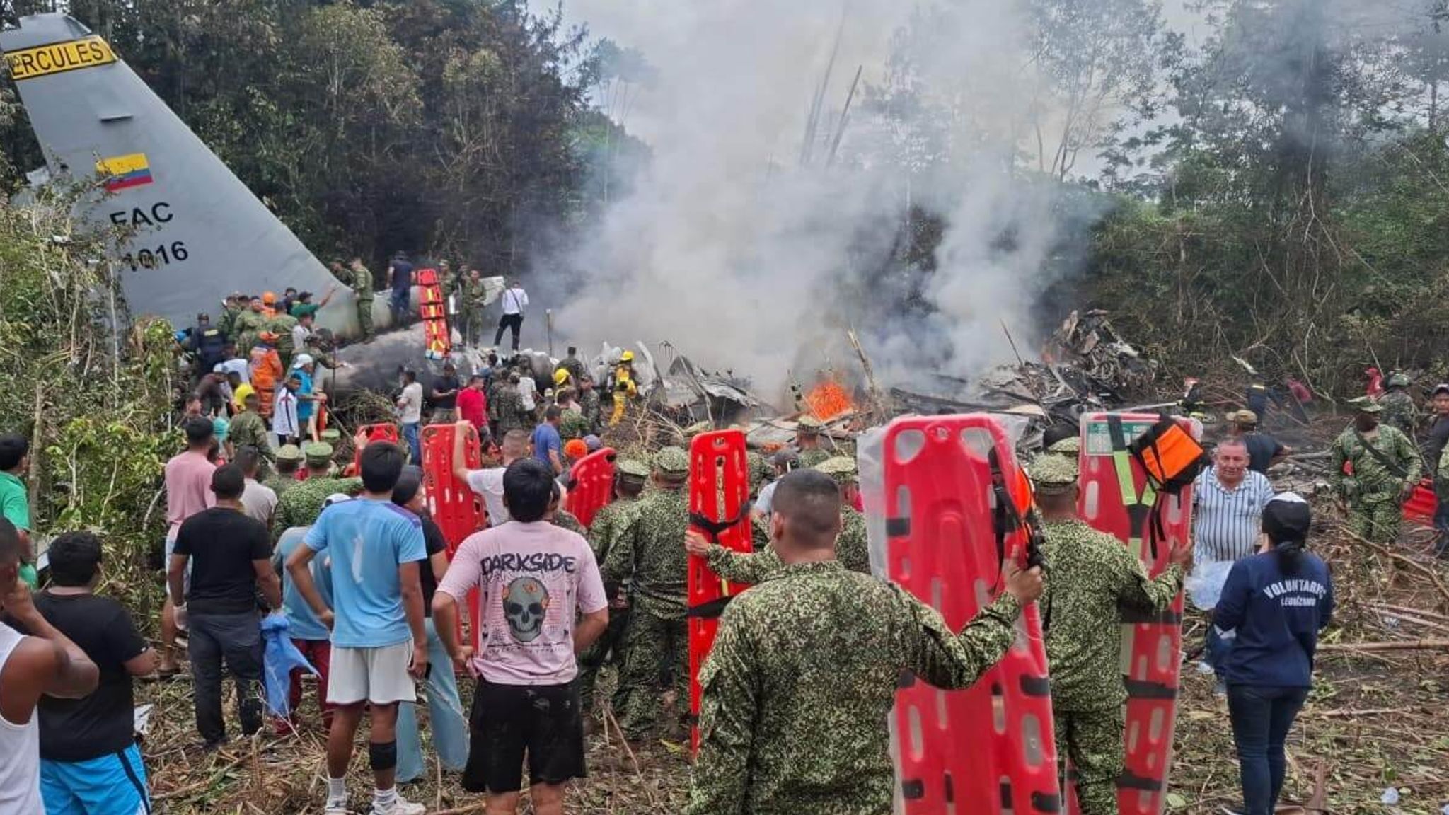 At least 66 dead after military plane crashes in Colombia | World News | Sky News