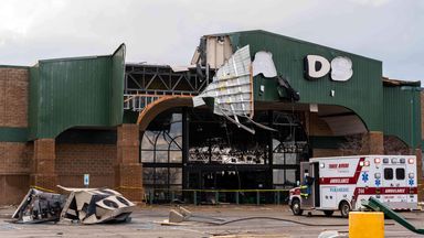 Damage after a tornado struck Three Rivers, Michigan on March 6. Photo: AP