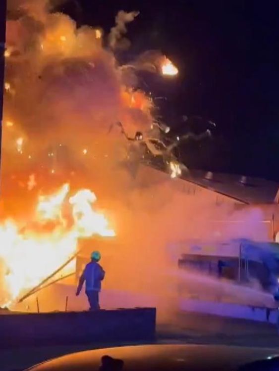 Four ambulances were torched