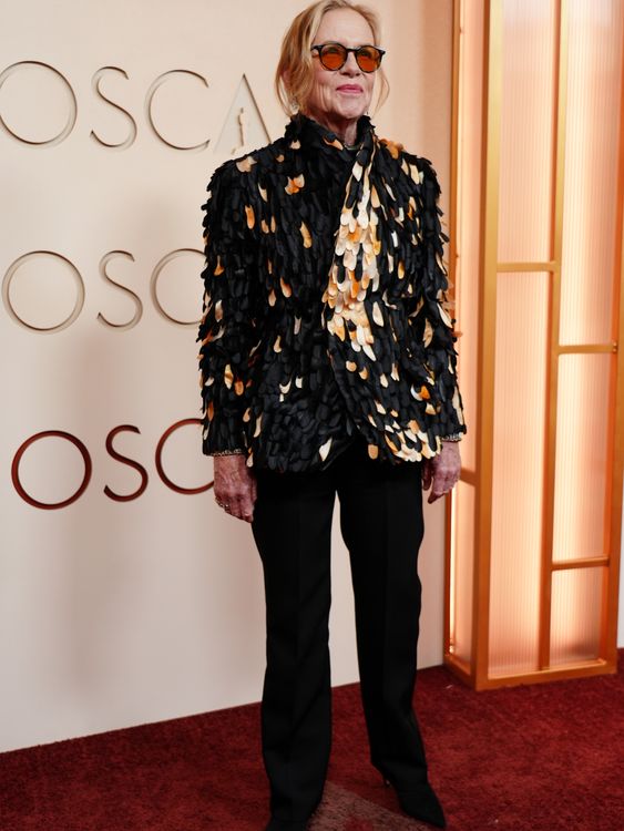 Quirky in a good way - Amy Madigan in gold and black. Pic: AP