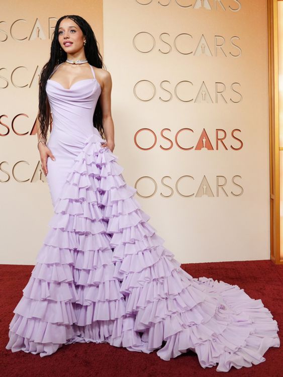 One Battle After Another actress Chase Infiniti in lilac  with a spill of ruffles. Pic: AP