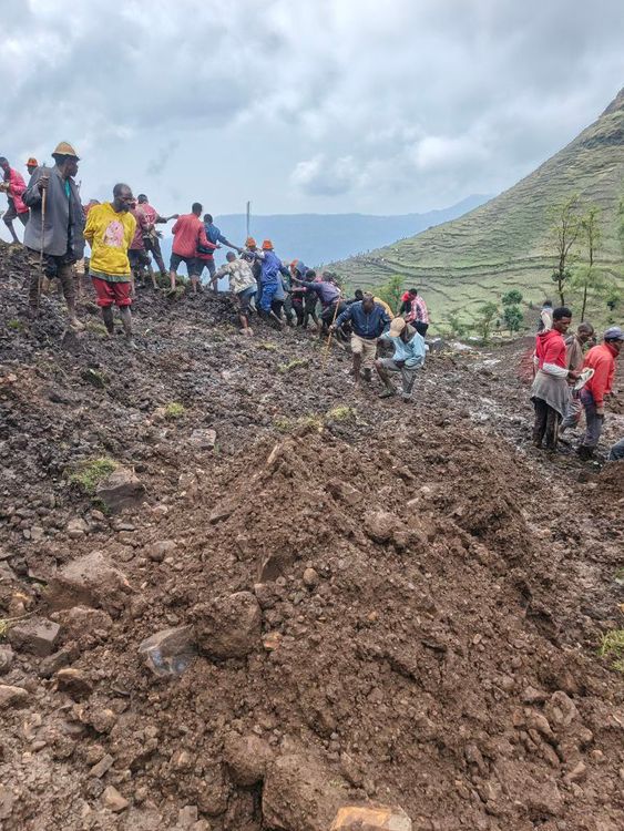The landslides were caused by heavy rain. Pic: AP