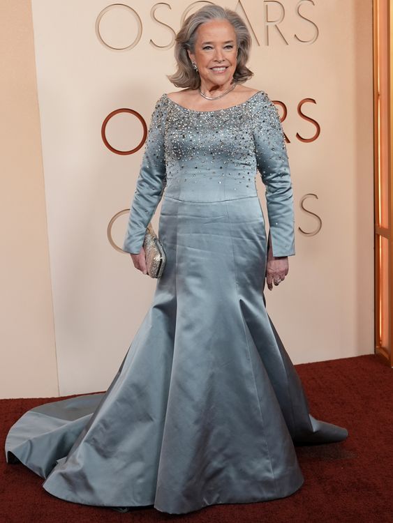 Oscar winner Kathy Bates in a subtle french grey. Pic: AP
