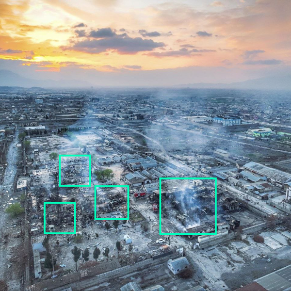 The location of the four strikes in Kabul.
