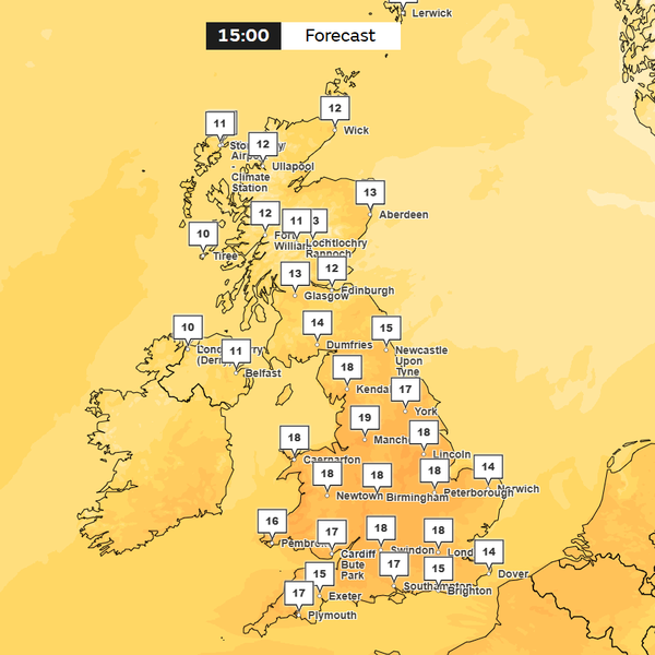Wednesday's forecast. Pic: Met Office